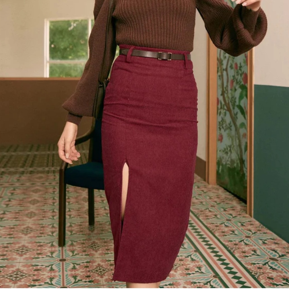 Rihoas Solid Side Slit Skirt